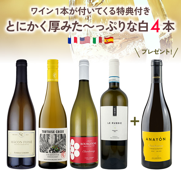 【1本プレゼント】とにかく厚みた～っぷりな白、揃えました。（白750mlx4本+1本）